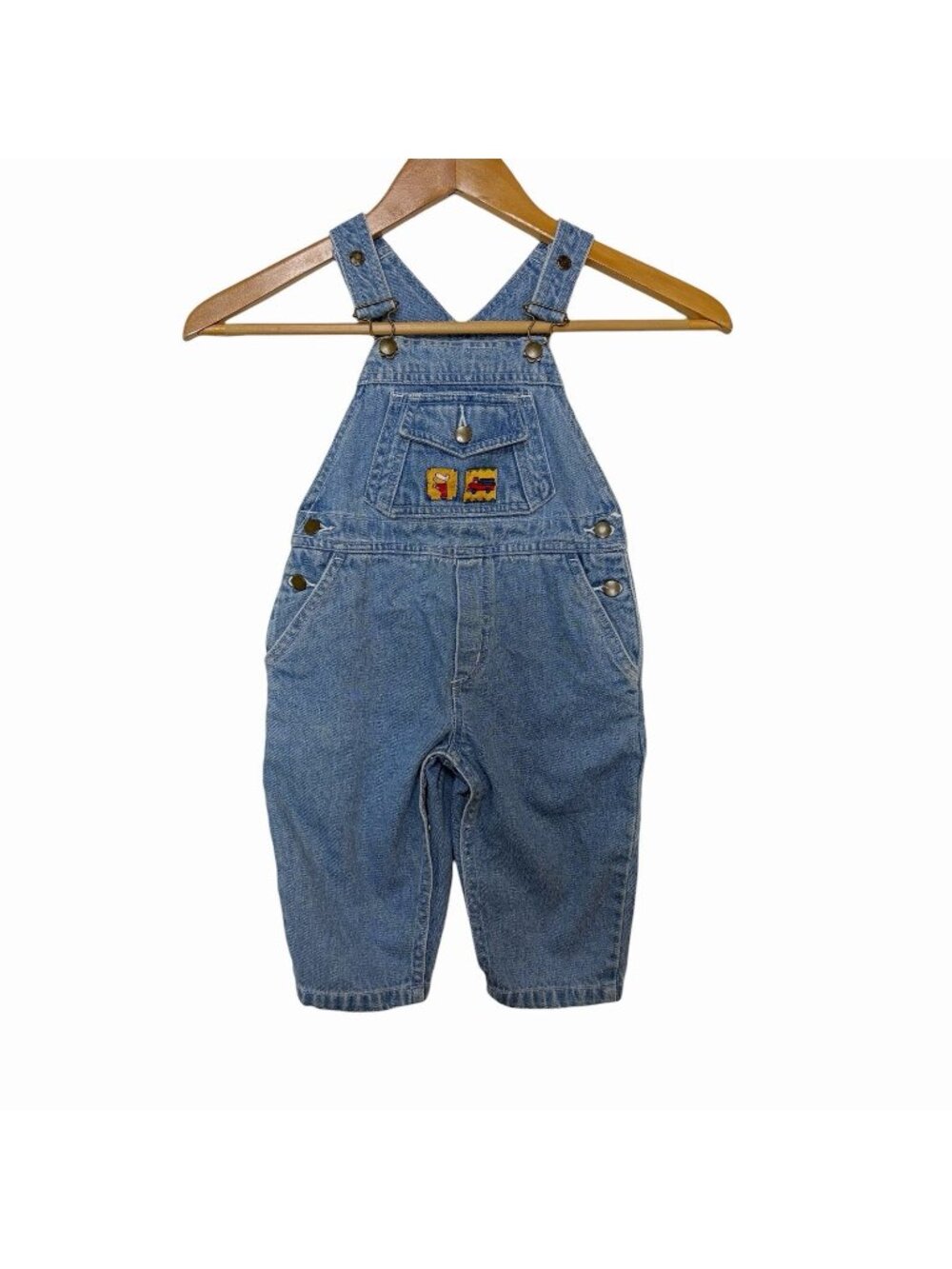 Vintage Gymboree blue denim overalls Truck Patch Size XS 9-12 Months